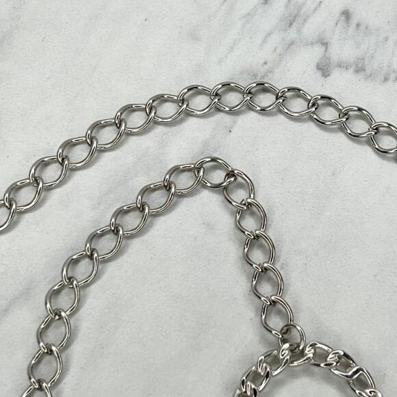 Silver Tone Open Circle Hoop Metal Chain Link Belt Y2K Festival ✨ - Picture 7 of 12